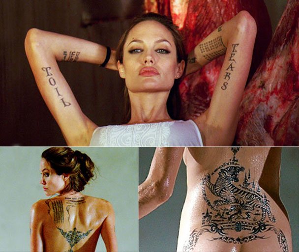 Брюнетка обожает татуировки