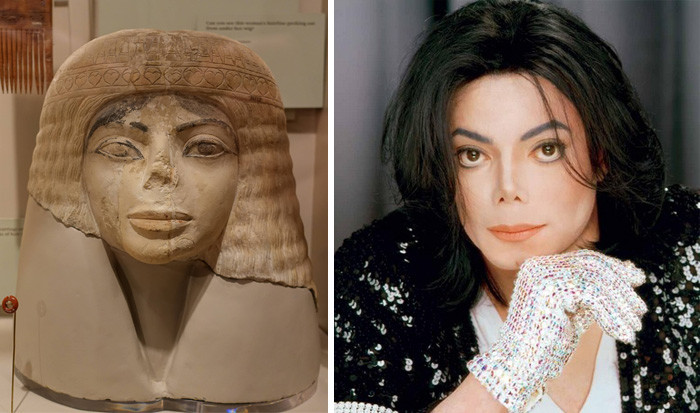 11. Египетский бюст и Майкл Джексон вещи, люди, похожие лица, схожесть